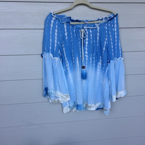 America + Beyond Blue Watercolor Tassel Top - Picture 3 of 8